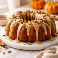 White Chocolate Ribbon Pumpkin Cake with Maple Glaze