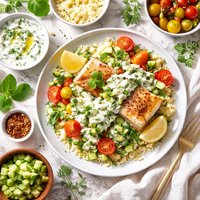 White Fish W Yogurt Cucumber Dressing