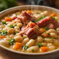 White Navy Bean Soup with Ham Hocks