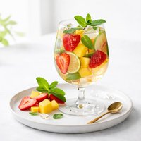 White Sangria with Fresh Strawberries Mango and Mint