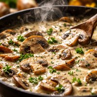 White Wine and Garlic Mushroom Cream Sauce