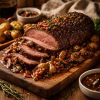 Whole Roasted Beef Sirloin with Chasseur Sauce