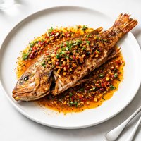 Whole Roasted Red Snapper with Smoked Paprika Hot Garlic Sauce