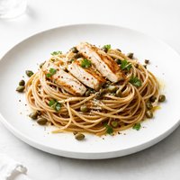 Whole Wheat Angel Hair Pasta with Chicken Capers