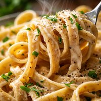 Whole Wheat Fettuccine in Light Alfredo Sauce
