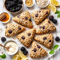 Whole Wheat Oatmeal Scones with Blackberries