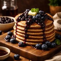 Whole Wheat Pancakes with Blueberry Compote