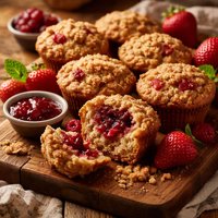 Whole Wheat Strawberry Muffins with Raspberry Filling