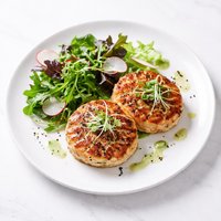 Wild Alaska Salmon Patties Mesclun Wasabi Vinaigrettte