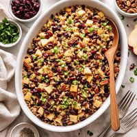Wild and Brown Rice Dressing with Apples Pecans and Cranberries