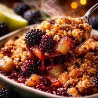 Wild Blackberry and Apple Crumble Cobbler