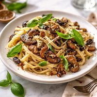 Wild Mushroom and Basil Pasta