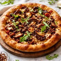 Wild Mushroom Pizza with Caramelized Onions Sun Dried Tomato