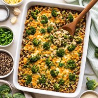 Wild Rice Cheddar Broccoli Bake