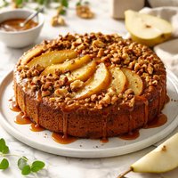 William Sonoma Warm Pear Cake with Walnut Caramel Topping