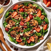 Wilted Spinach and Mushroom Salad with Bacon and Strawberries