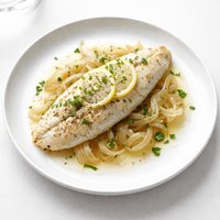 Wine Baked Sole Over Onions