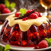 Wine Gelatin with Custard