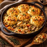 Winter Vegetable Pot Pie with Cheddar Biscuit Topping