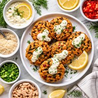 Wisconsin Tuna Cake with Lemon Dill Sauce