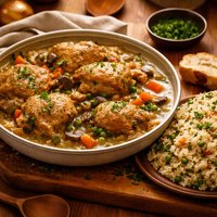 Wonderful and Inviting Chicken Fricassee and Its Rice Pilaf