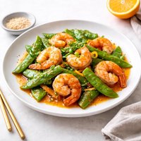 Ww Stir Fried Shrimp and Snow Peas in Orange Sauce