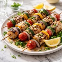 Xifias Souvlaki Grilled Swordfish Kebabs with Vegetables
