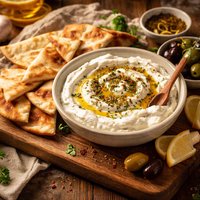 Yogurt Cheese with Pita and Olives