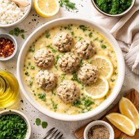 Youvarlakia Avgolemono Greek Meatball Egg Lemon Soup