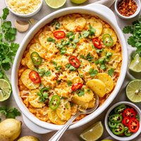 Yukon Gold Gratin with Chilies Cilantro and Cheese