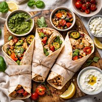 Yummy Chicken Wraps with Roasted Veggies Pesto