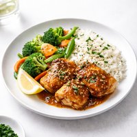 Yummy Honey Curry Chicken with Rice and Veggies
