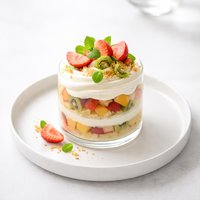 Yummy Peach Strawberry Kiwi Trifle