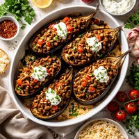 Yummy Stuffed Eggplant with Meat and Rice