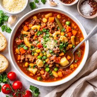 Yummy Vegetable Beef Macaroni Soup