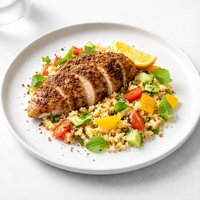 Za Atar Chicken with Orange Israeli Couscous