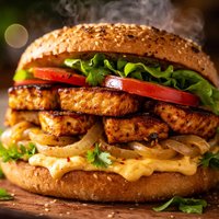 Zesty Tofu and Roasted Vidalia Sandwich W Spicy Sunshine Spread