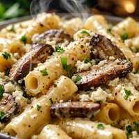 Ziti with Portabella Mushrooms and Goat Cheese Sauce