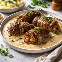 Zrazy Zawijane Polish Beef Roulade in Sour Cream Sauce