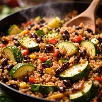 Zucchini Black Bean and Rice Skillet