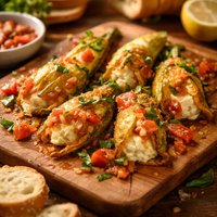 Zucchini Blossoms with Boursin and Fresh Tomato Vinaigrette