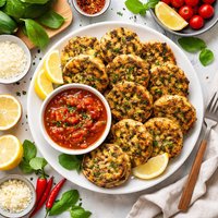 Zucchini Cakes with Diavolo Sauce