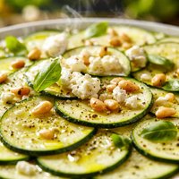 Zucchini Carpaccio with Feta and Pine Nuts