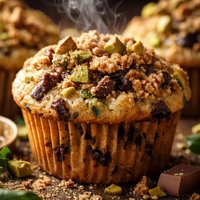 Zucchini Chocolate Chunk Muffins with Pistachio Streusel