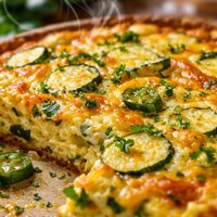Zucchini Jalapeno Cheddar Crustless Quiche
