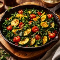 Zucchini Kale and Tomato Saute