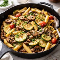 Zucchini Mushroom and Pasta Skillet
