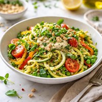 Zucchini Pasta Primavera Raw Vegan