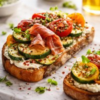 Zucchini Prosciutto and Tomato Slice