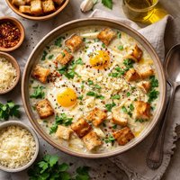Zuppa Sarda Sardinian Cheese and Egg Soup with Croutons
